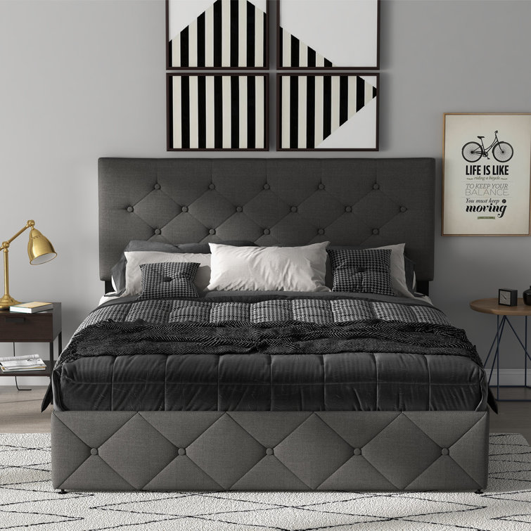 Wayfair queen bed frame with outlet headboard